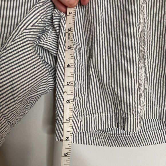 Saks Fifth Avenue Seersucker Striped Shorts Blue White Summer Casual Mens 38 - Picture 7 of 9